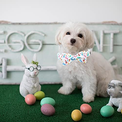Lionheart glory Easter Dog Collar with Bow Tie Rabbit Print Dog Collar Girl or Boy Soft Durable Adjustable Puppy Gift Collar Bows Spring Collar Dog Bow