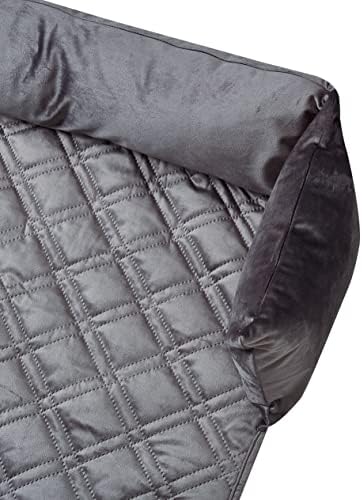 Brilliant Sunshine Grey Velvet Dog Sofa Slipcover, Medium