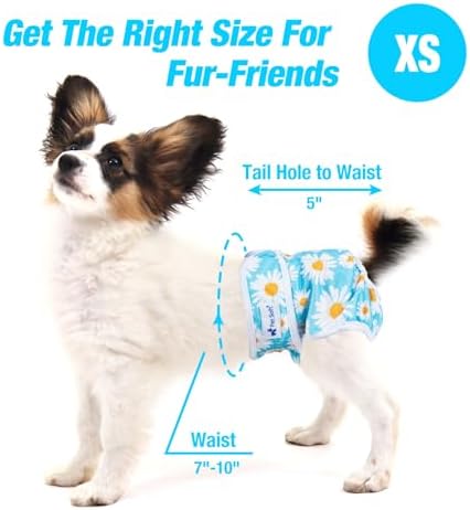 Pet Soft Female Dog Diapers, 3 Pack Washable Dog Diapers for Dogs in Heat Reusable Dogs Period Panties, Puppy Diapers Female (Flower, XS)