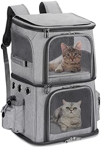 HOVONO Double-Compartment Cat Backpack Carrier for 2 Pets up to 18 lbs