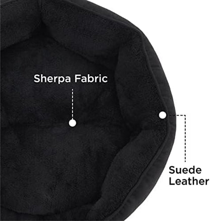 Bedsure Small Dog Bed Washable,Round Cat Beds for Indoor Cats,25in Black