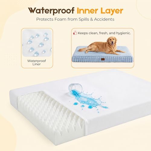 Orthopedic Dog Bed for Large Dog, Waterproof Washable Pet Bed for Crate