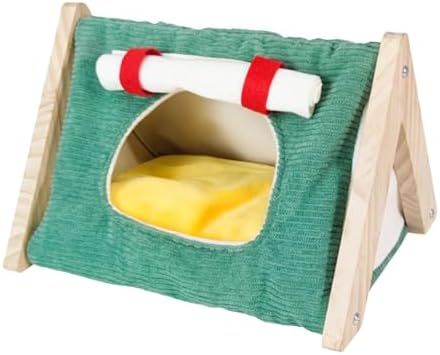 Guinea Pig Bed House Cages Accessories Hiding Place Cave Guinea Pig Hideout for Winter Sleeping Playing Chinchilla Hedgehogs, Green