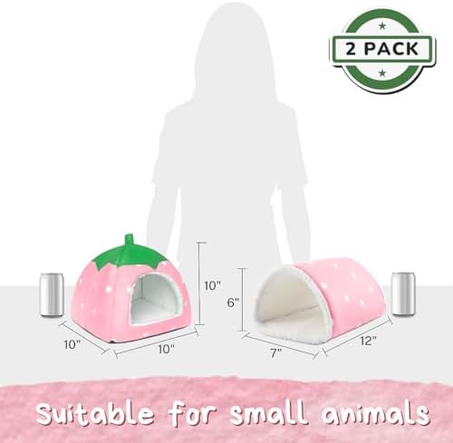 Guinea Pig Hideout with Tunnel, Washable Fleece House Bed