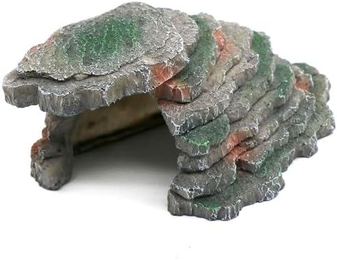 Gecko Hide Shale Scape Step Ledge, Reptile Cave Hideout Tank Accessories Decorations, Great for Reptiles, Amphibians, Leopard Gecko, Lizard, Frogs, Turtle (Small-B-7.3 * 4.4 * 3)