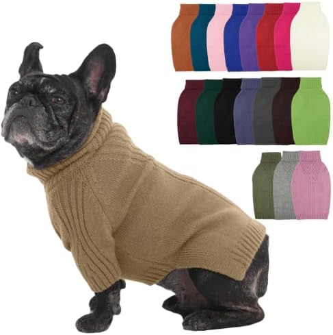 IECOii Small Dog Sweater, Warm Turtleneck for Small to Medium Dogs, L