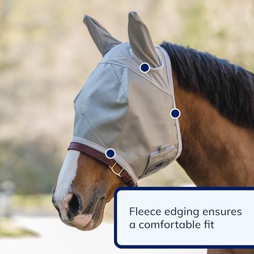 SmartEquine Fly Mask with UV Protection, Ears, and Mesh, Horse Size