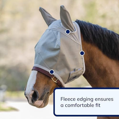 SmartEquine Fly Mask with UV Protection, Ears, and Mesh, Horse Size