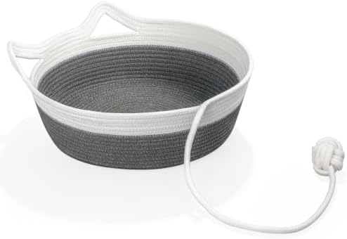 Cotton Rope Woven Cat Bed Basket, Cat Beds for Indoor Cats