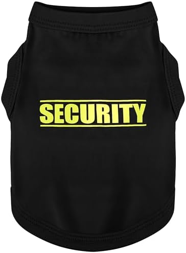 Discover Cozy Cotton Canine Wear: Soft, Lightweight, and Breathable Dog Shirt Vest with Eye-Catching Graphics(Security), Keeping Your Furry Friend Warm and Comfy! Black M