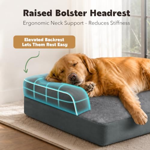 MEKIY Orthopedic Waterproof Dog Bed Pet Couch with Bolster for Medium Dogs