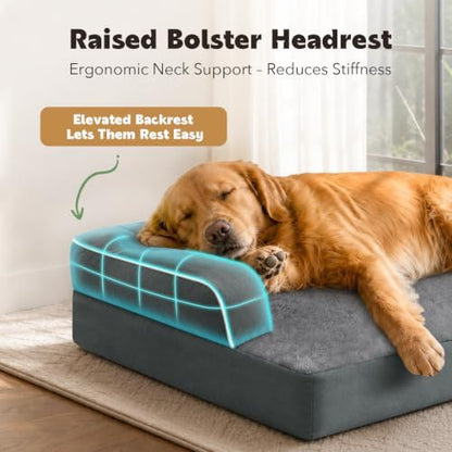 MEKIY Orthopedic Waterproof Dog Bed Pet Couch with Bolster for Medium Dogs
