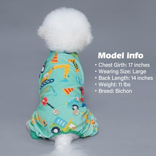 KYEESE Velvet Dog Pajamas for Small Dogs Soft Onesie Shirt, Vehicles