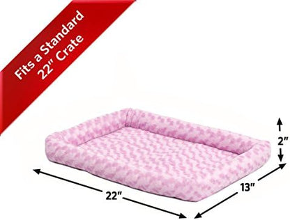 MidWest Homes for Pets QuietTime Fashion XS Dog Bed - Pink Faux Fur Bolster, Ultra-Soft and Machine Washable, Fits 22-Inch Crates and Carriers, for Small Dogs and Cats