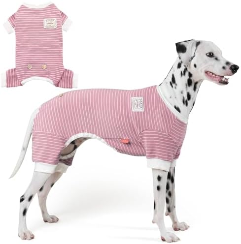 KYEESE Striped Dog Pajamas for Large Dogs Stretchy Onesie for Daily Wear
