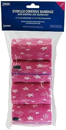 SyrFlex Cohesive Bandage 4” HOT Pink Star 4pk