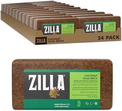 Zilla Coconut Husk Brick, Organic Reptile Bedding, 24-Count