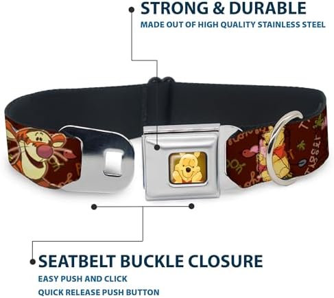 Buckle-Down Dog Collar Seatbelt Buckle Mickey Mouse Expressions Close Up Black White 11 to 17 Inches 1.0 Inch Wide