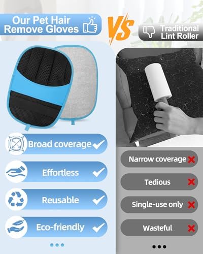 2 Pack Pet Hair Removal Glove, Five-Finger Tool for Dogs and Cats