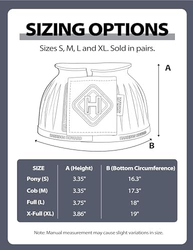 Harrison Howard Rubber Bell Boots for Horses, Hoof Overreach Protection for Horses, w/Upgraded Leather Touch Tape