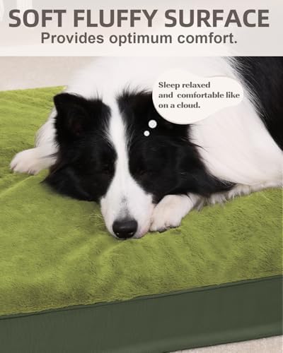 KSIIA Orthopedic Dog Bed for Extra Large Dogs with Waterproof, Green, 47x29