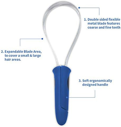 BOTH WINNERS Dual-Sided Shedding Blade with Stainless Steel Blade De-Shedding Tool for All Dog Coat Types- Soft Touch Grip (BLUE)