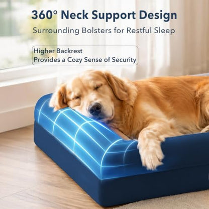 Jumbo Waterproof Dog Bed for Extra Large Size Dogs with Bolster
