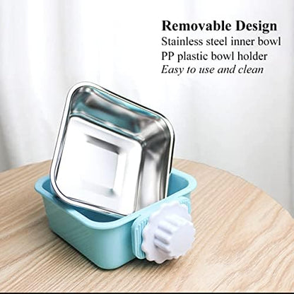 Dog Crate Bowl, Hanging Stainless Steel Removable Pet Crate Water & Food Bowls, Pet Cage Feeder Container Coop Cup for Cat Puppy Birds Rats Guinea Pigs Rabbit Hamster (2PCS)