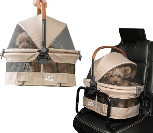 Pet Gear No-Zip View 360 Pet Carrier & Car Seat, 15", Wheat