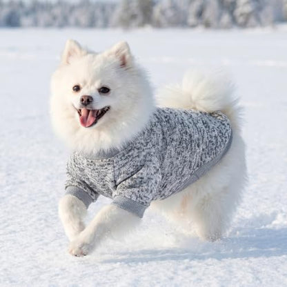 2 Pack Dog Sweaters for Small Dogs Girl Boy Winter Fleece Clothes Warm Soft Dog Sweatshirt Outfit for Dogs Cats Pet Apparel (Grey+Navy Blue, S (Back: 11.8",Chest: 15.7", 5.5-10Ibs))
