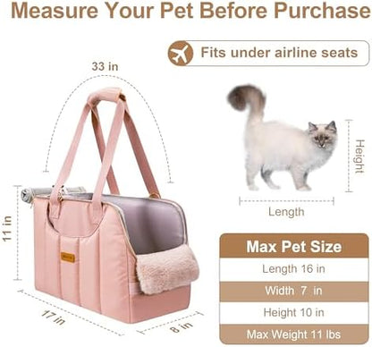 Dog Purse Carrier for Small Dogs Cats Rabbits Up to 12lbs, Lightweight Pet Sling Carriers with Crossbody Strap, Portable Puppy Soft Sided Tote Bag Carrier for Vet,Hiking,Travel Pink