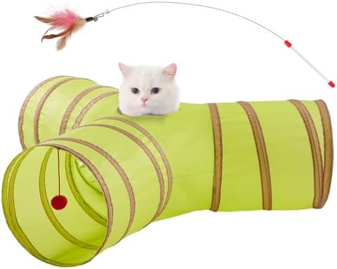 Cat Tunnels for Indoor Cats 3 Way Play Toy Kitty Tunnel Peek Hole Toy with Ball for Cat Tube Fun for Rabbits Kittens and Dogs