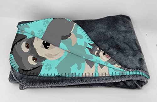 Caroline's Treasures MLM1018TBLT Schnauzer Soft Travel Blanket with Bag Airplane Blanket, Indoor Outdoor Camping Blanket for Traveling, Picnics, Beach Trips, Concerts