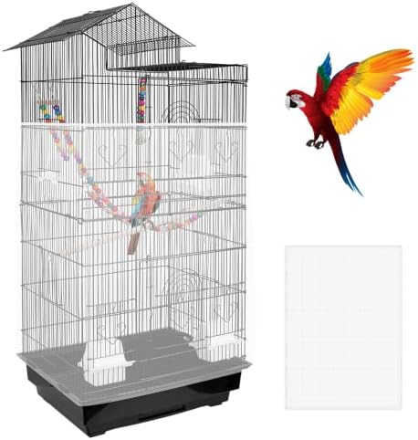 Bird Cage Seed Catcher – Stretchy Mesh Skirt for Parrot Cages, White
