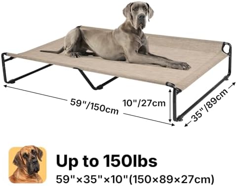 Veehoo Outdoor Elevated Dog Bed, Cooling Raised Dog Beds for Large Dogs