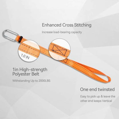 4PCS Horse Bucket Strap Hangers Heavy Duty, Bucket Hangers for Horse Water Feed Bucket Hay Bag Nets, Multi-Purpose Hanging Straps for Horse Stall Barns Gates Trees, 14”/20”*2/26”, Orange