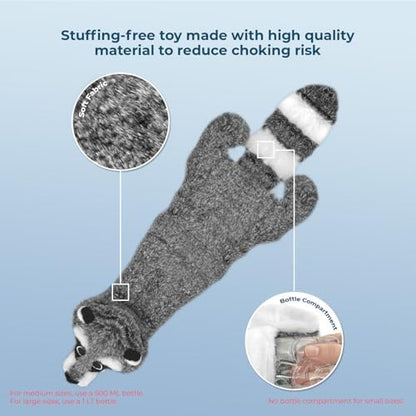 Best Pet Supplies 2-in-1 Stuffless Squeaky Dog Toy - Raccoon, Large