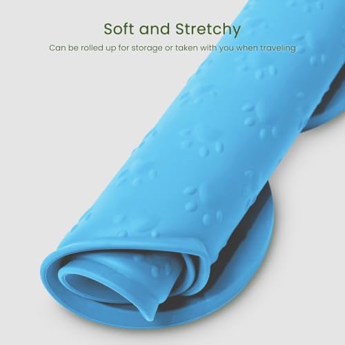 PWTAA Dog Food Mat Anti-Slip Silicone Dog Bowl Mat Thicker Pet Placemat Waterproof Cat Feeder Pad with Raised Edge Puppy Kitten Feeding Mats Suitable Small Medium-Sized Dogs Cats Eating Tray - 2PCS