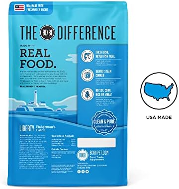 BIXBI Liberty Grain-Free Dry Dog Food, Fisherman’s Catch Recipe – Fresh Fish, High Protein, No Meat Meals – USA Made, 22 lbs