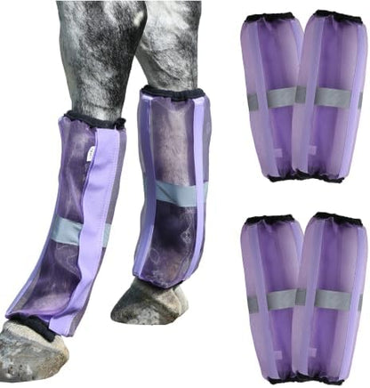 Horse Fly Boots Set of 4, Breathable Mesh Leg Wraps Violet Draft
