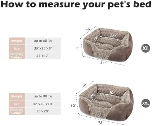 INVENHO X-Large Dog Bed Rectangle Washable Orthopedic Soft Calming Sleeping Durable Pet Cuddler with Anti-Slip Bottom