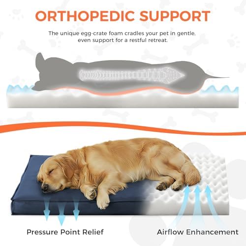 Outdoor Dog Bed Extra Large Sized Dog, Waterproof, 44x32x3.5 Inch