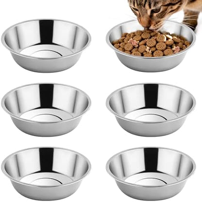 Tifanso 6PCS 5.6" Stainless Steel Whisker Friendly Cat Food & Water Bowls