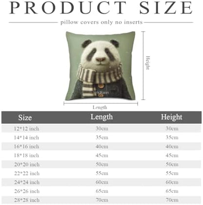 InkRain Winter Animal Cute Panda Pillow Cover 22x22 Inch Set of 2 Home Decor Decorative Cotton Linen Illustration Pillowcases for Living Room House Sofa