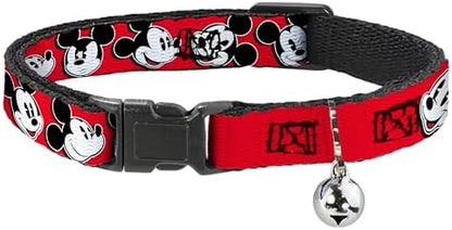Plastic Breakaway Clip Collar - Mickey Mouse Expressions Red/Black/White - Narrow-Medium 8-12"