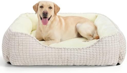 MIXJOY X-Large Dog Bed for Large, Medium, Small Dogs - Rectangle, Washable, Orthopedic, Soft Calming Sleeping Puppy Bed - Durable Pet Cuddler with Anti-Slip Bottom - XL (35"x25"x9")