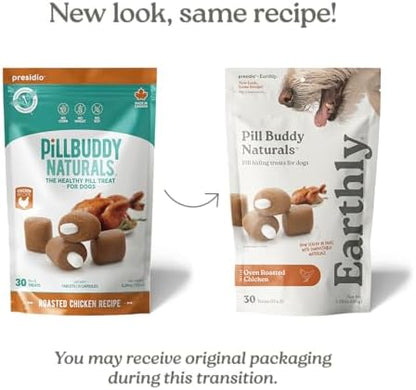Presidio Earthly Pill Buddy Naturals - Chicken Recipe Pill Hiding Treats for Dogs - Make A Perfect Pill Concealing Pocket Or Pouch - 30 Servings