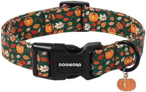 DOGWONG Halloween Pumpkin Dog Collar, Autumn Pumpkin Maple Cute Girl Dog Collar,Girl Boy Dogs Collars for X-Small Puppies Dogs, Neck 8-12 inches