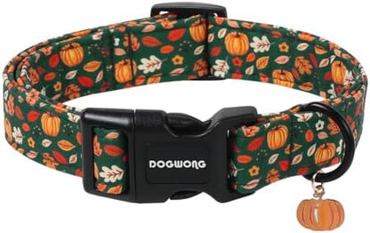 DOGWONG Halloween Pumpkin Dog Collar, Autumn Pumpkin Maple Cute Girl Dog Collar,Girl Boy Dogs Collars for X-Small Puppies Dogs, Neck 8-12 inches