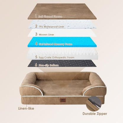 EHEYCIGA Orthopedic Dog Beds Large Sized Dog, Waterproof Washable Pet Bed